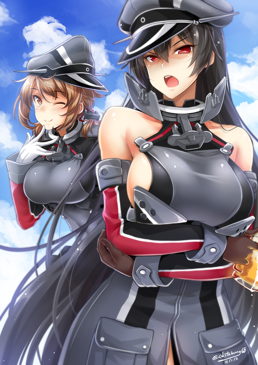 Bismarck Kancolle Mutsu Kancolle Nagato Kancolle Prinz Eugen Kancolle By Okitakung