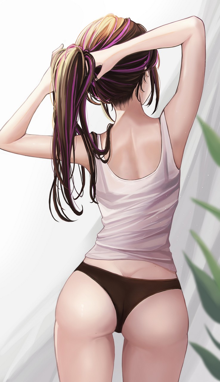 Hot Backview Of This Purple Black Haired Character By Kumi Artists Original Thighdeolog