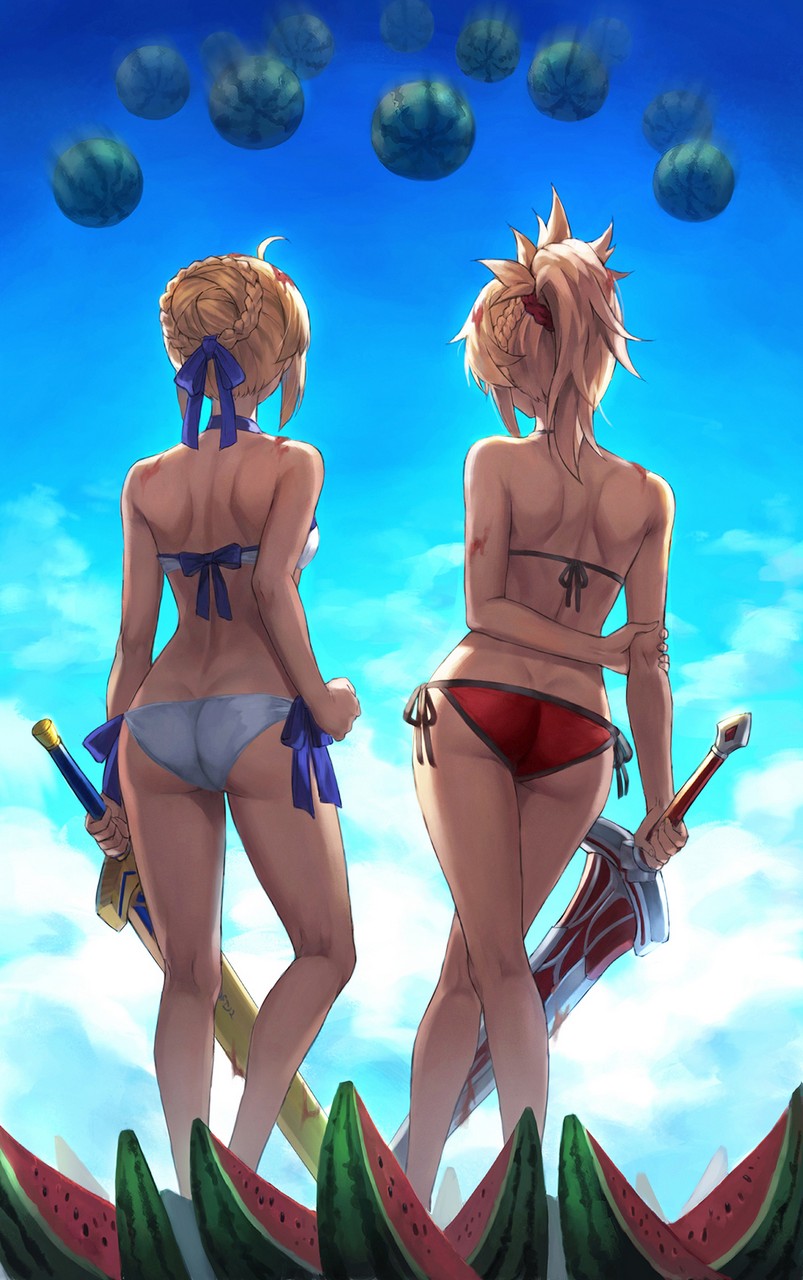Saber And Mordred Vs Watermelons Fate Thighdeolog