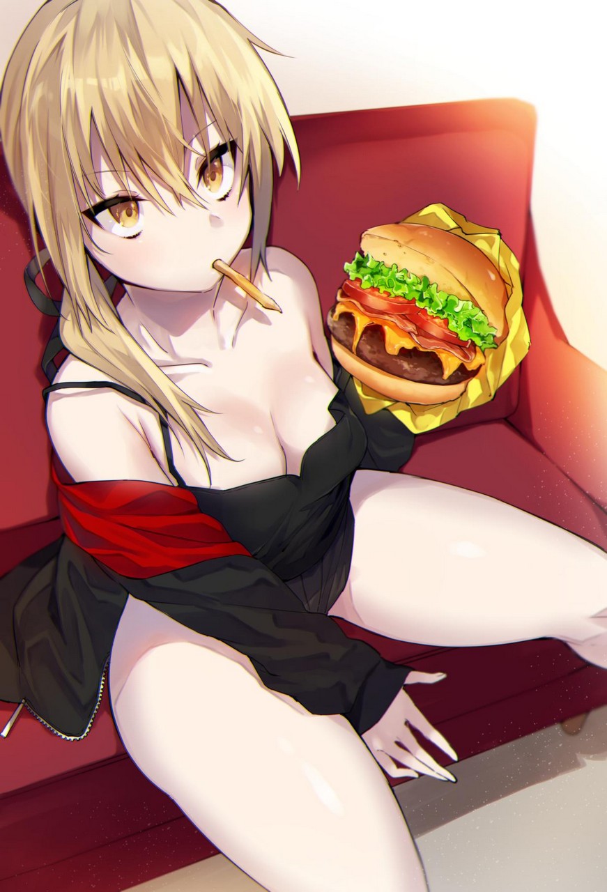 Salter Enjoying Her Burger Fate Grand Order By Thighdeolog