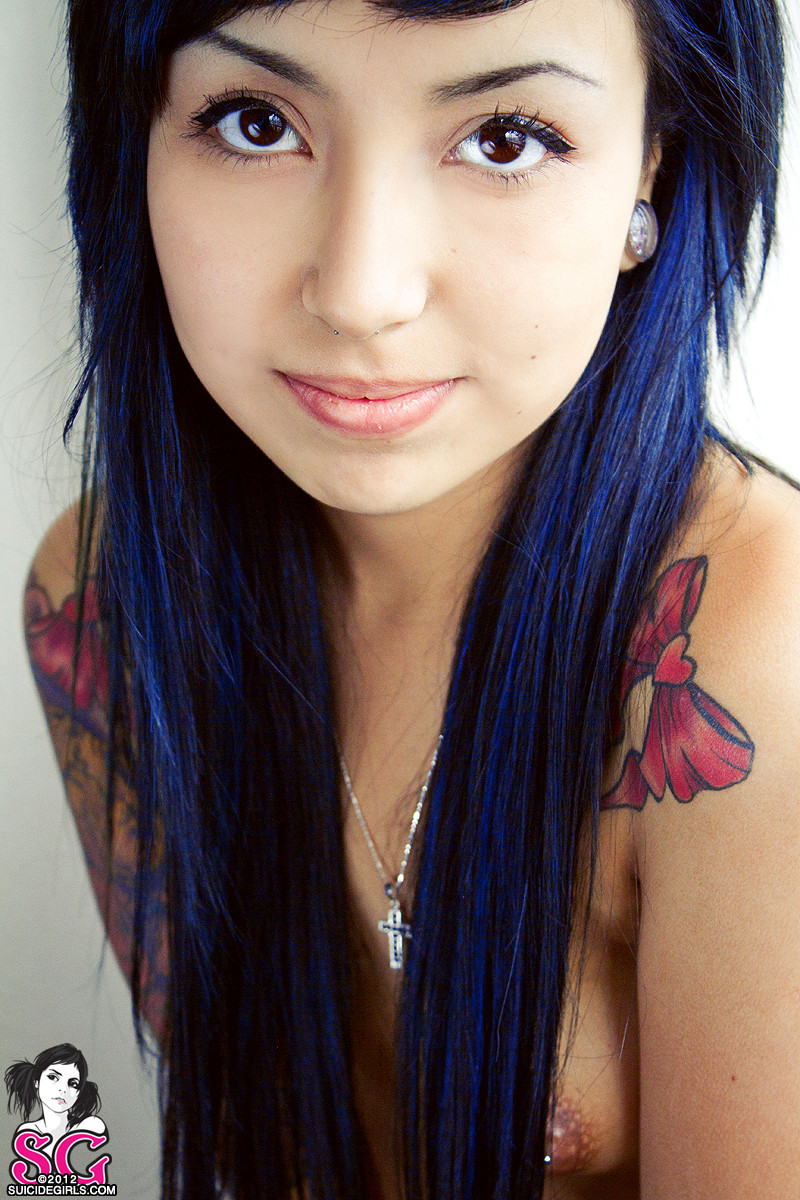 Tatted Up Blue Hair But Still Looking So Innocent Cospla